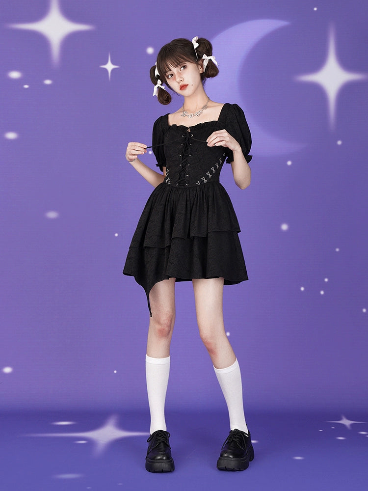 Waist short-sleeved lolita dress