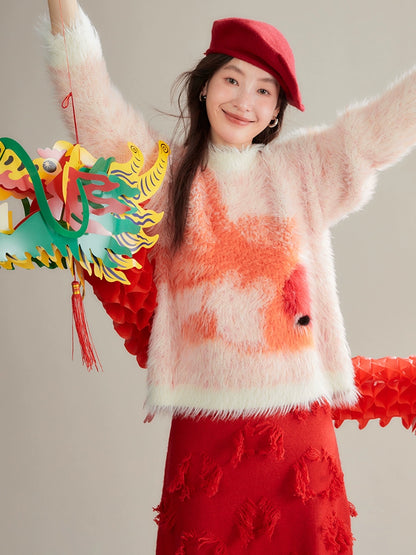 Goldfish imitation mink fur loose sweater