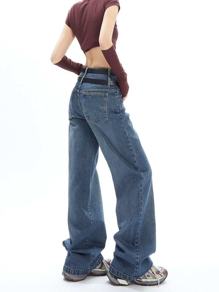 Wide Legs Old Washed Denim Pants