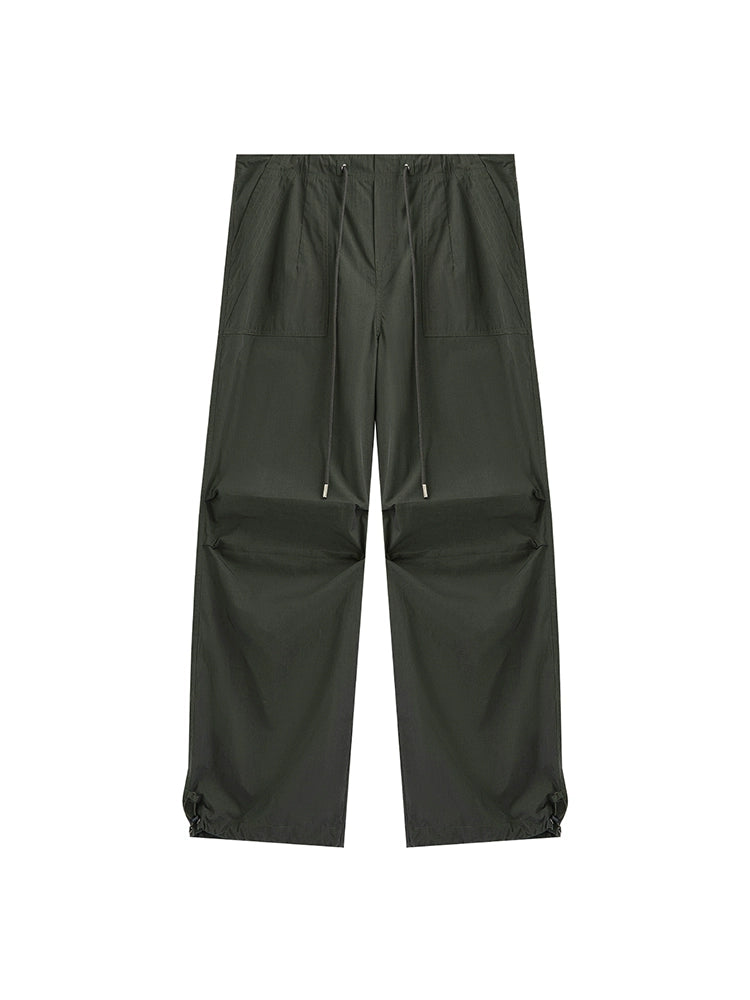 Ruched Texture Wide-Leg Pants