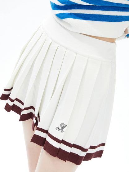 Embroidery Knit Top Skirt Two Piece Set