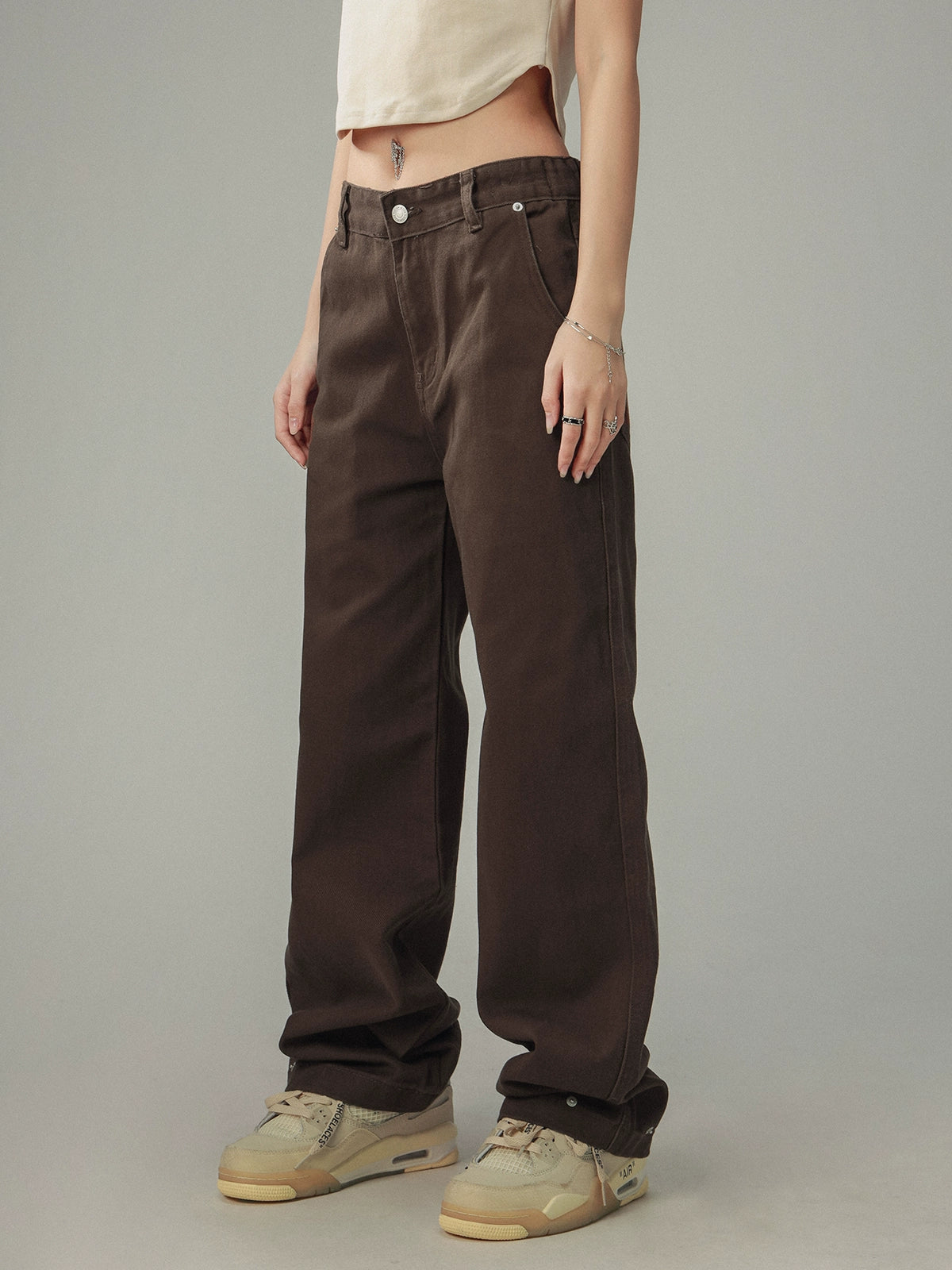 Vintage Brown Maillard Straight Trousers