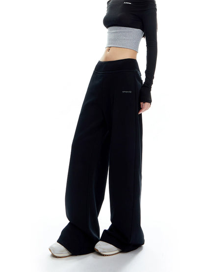 Ribbed Stitching Waistband Mop Pants