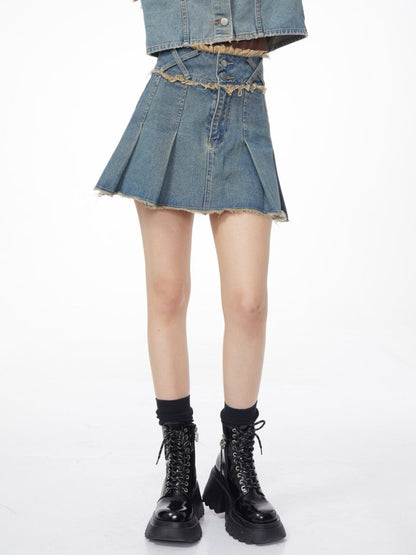 Retro Tide Denim Skirt