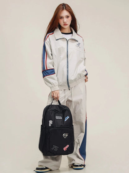 American patchwork color casual set
