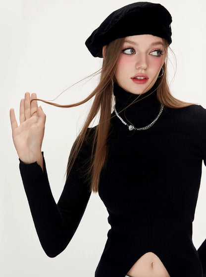 High Neck Knitted Bottom Shirt