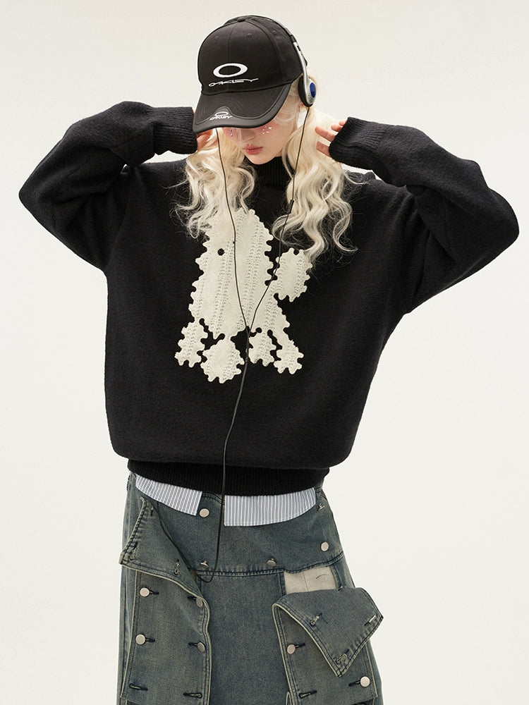 pixel dog pullover sweater