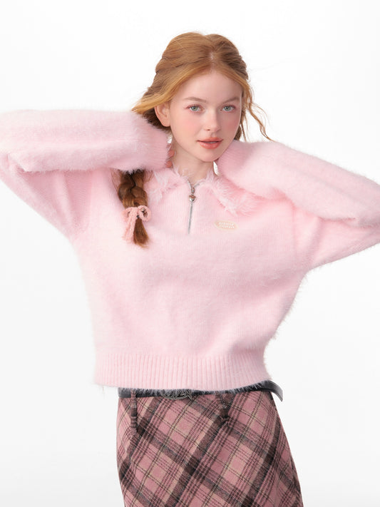 American thick wool polo collar sweater