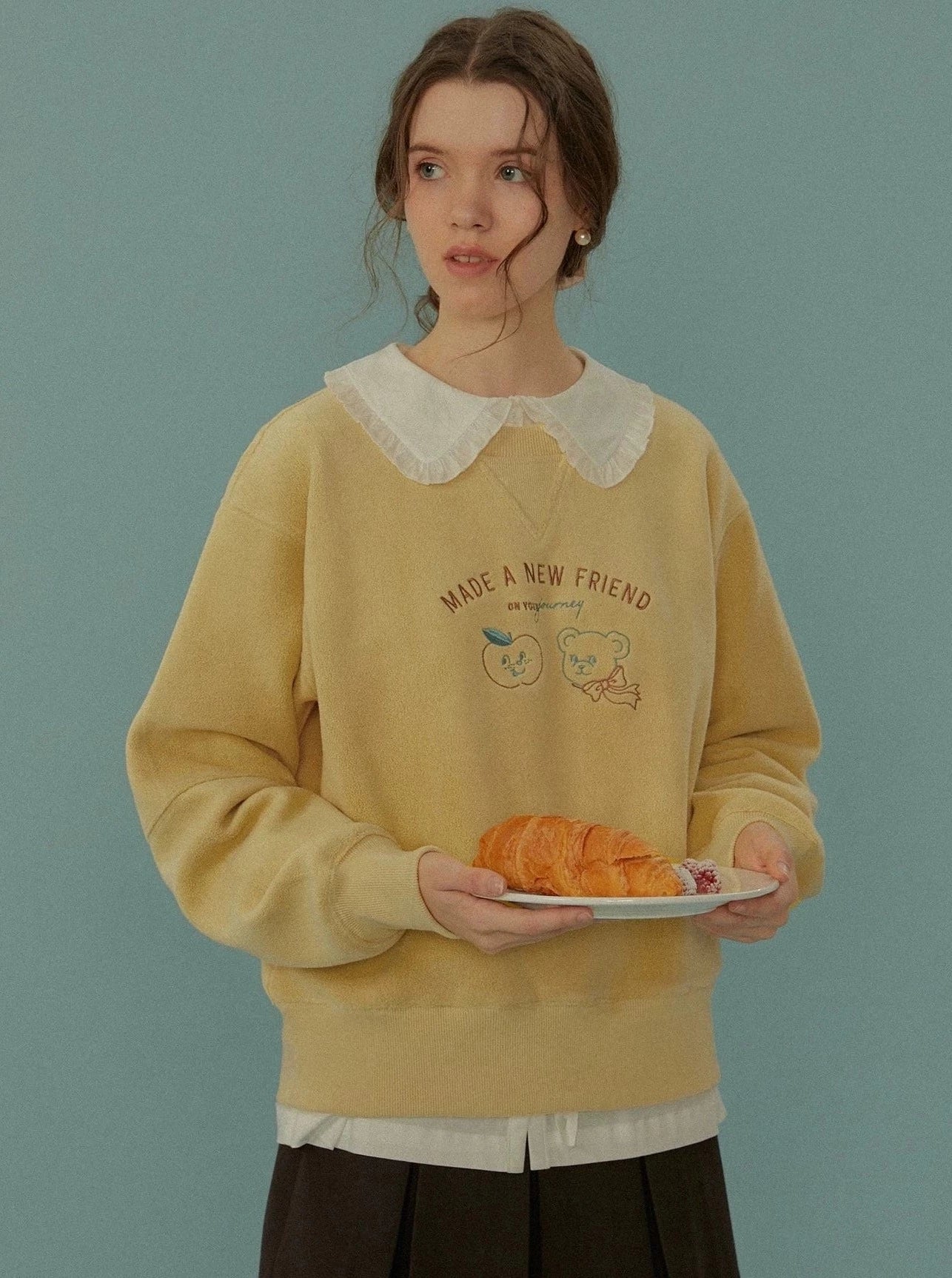 Fleece -Stickerei Sweatshirt