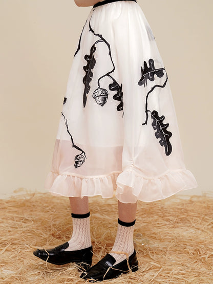 Embroidery Large Swing Gauze Skirt