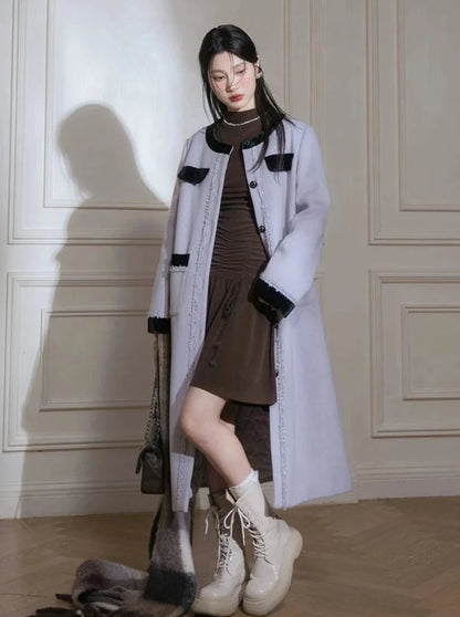 Wool Tweed Long Jacket Skirt Set
