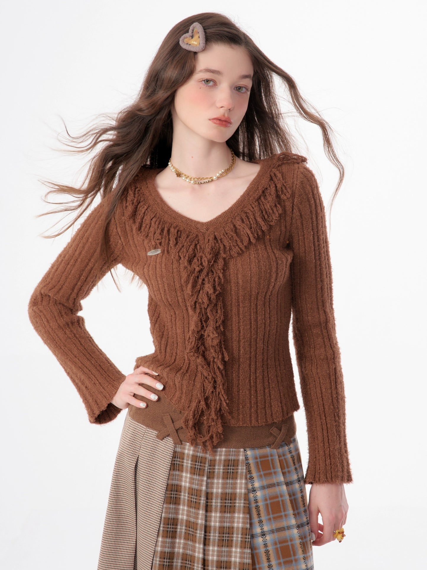 American slim V-neck sweater