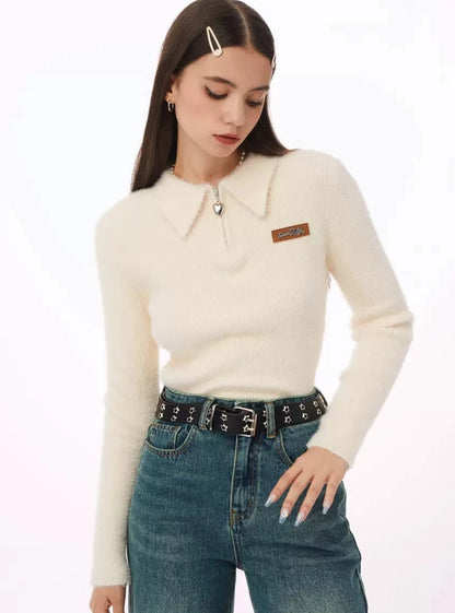 American vintage thin polo collar Tops