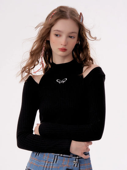 Slit Shoulder Rib Knit