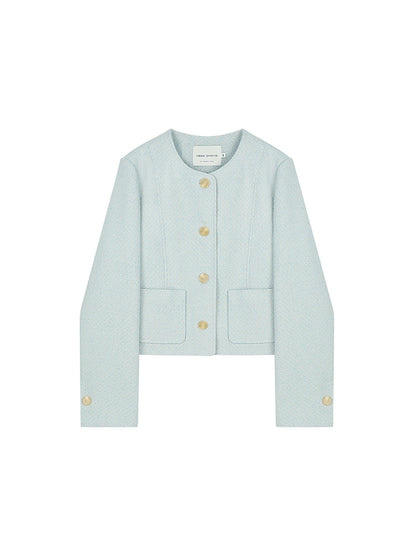 Small Fragrant Light Blue Short Coat