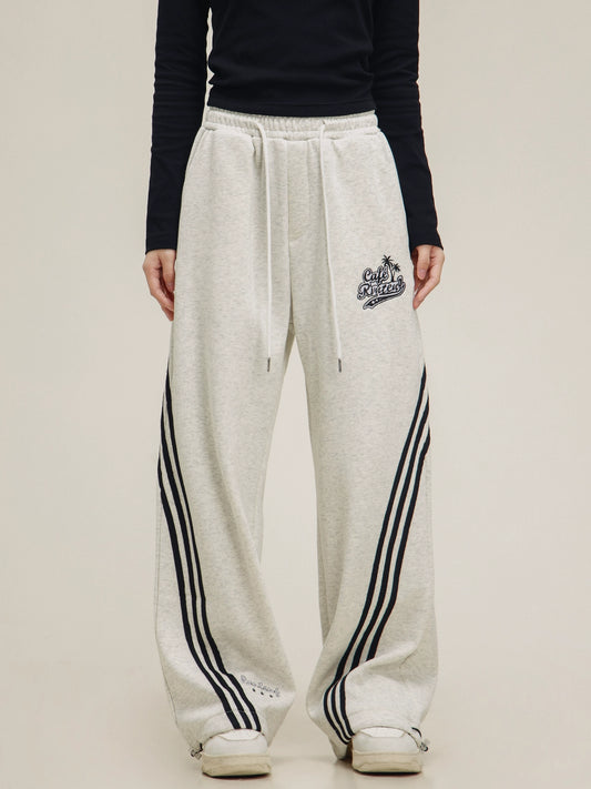 draped stripe panelled sweat pants