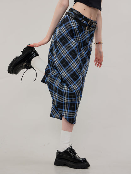 Retro High Waist Plaid Skirt