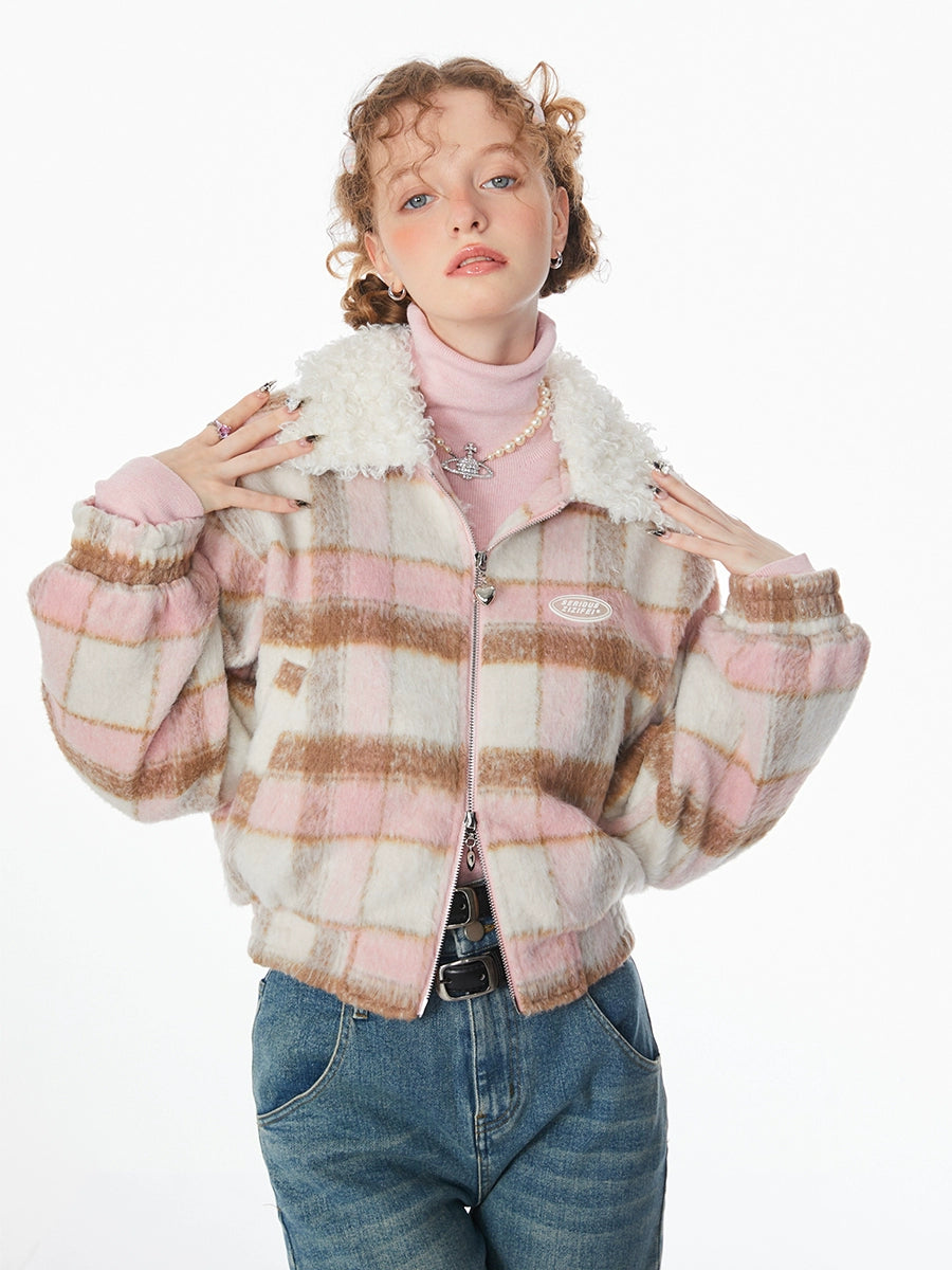 American vintage pink plaid jacket