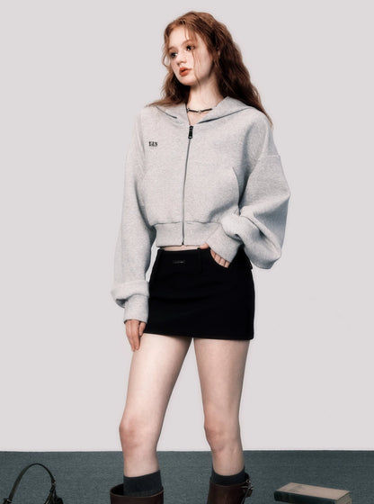 American loose short sweatshirt coat