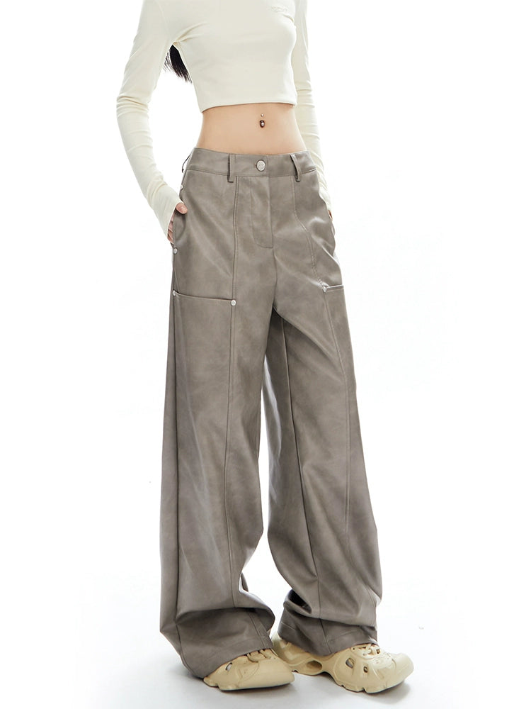 American Retro Straight Leg Leather Pants