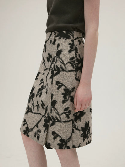 Retro high-waisted jacquard A-line skirt