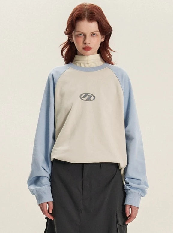 N print raglan sleeves round neck sweatshirt coat