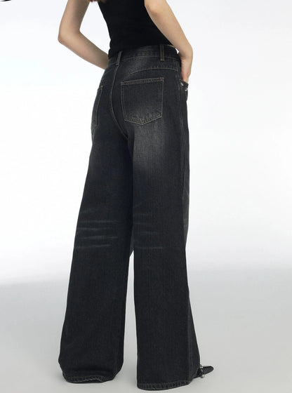 Whiskers Wide Leg Loose Mop Jeans Pants