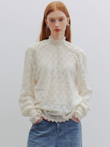 lace dropped-shoulder tops