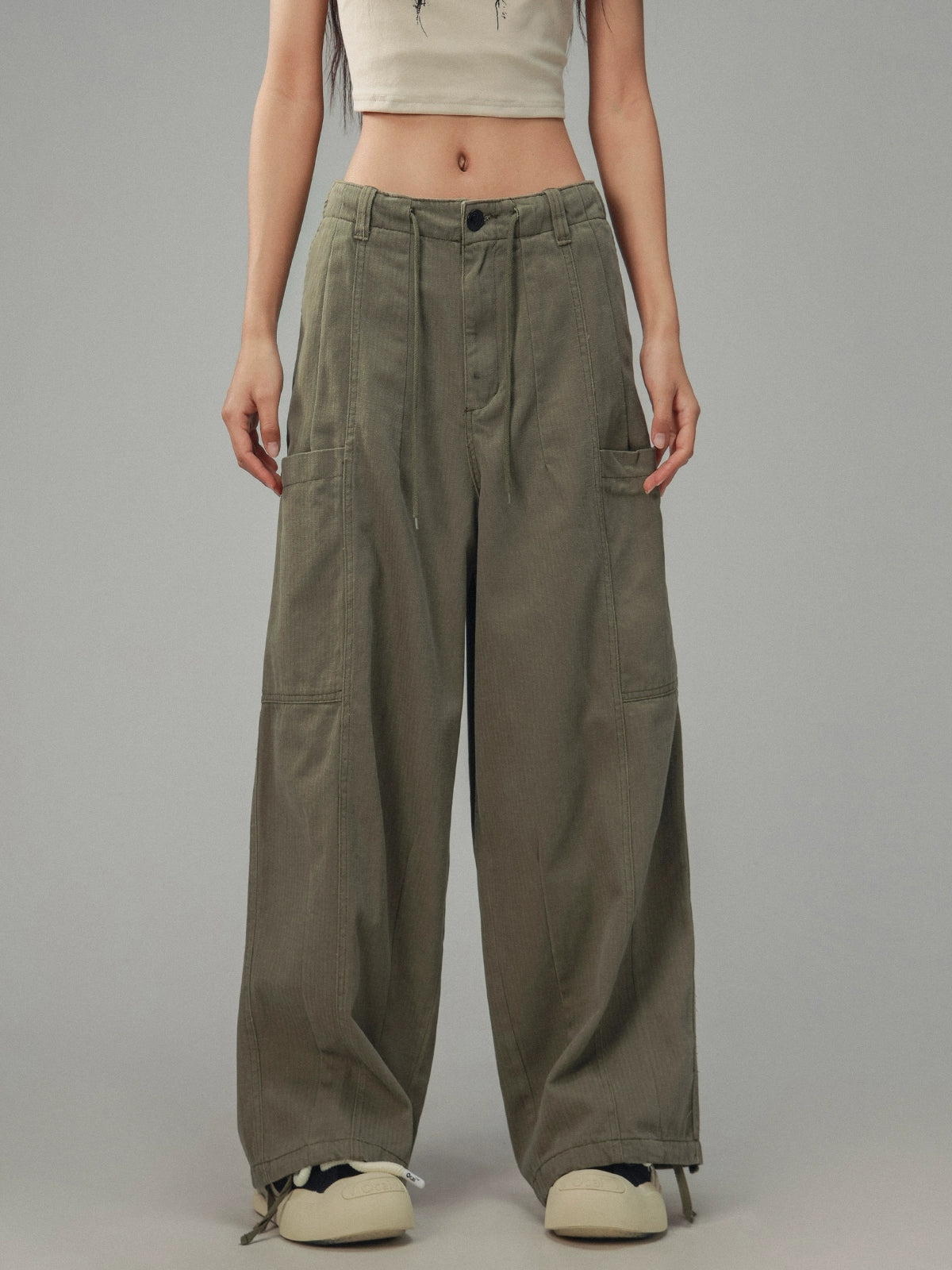 American retro large pocket workwear pants