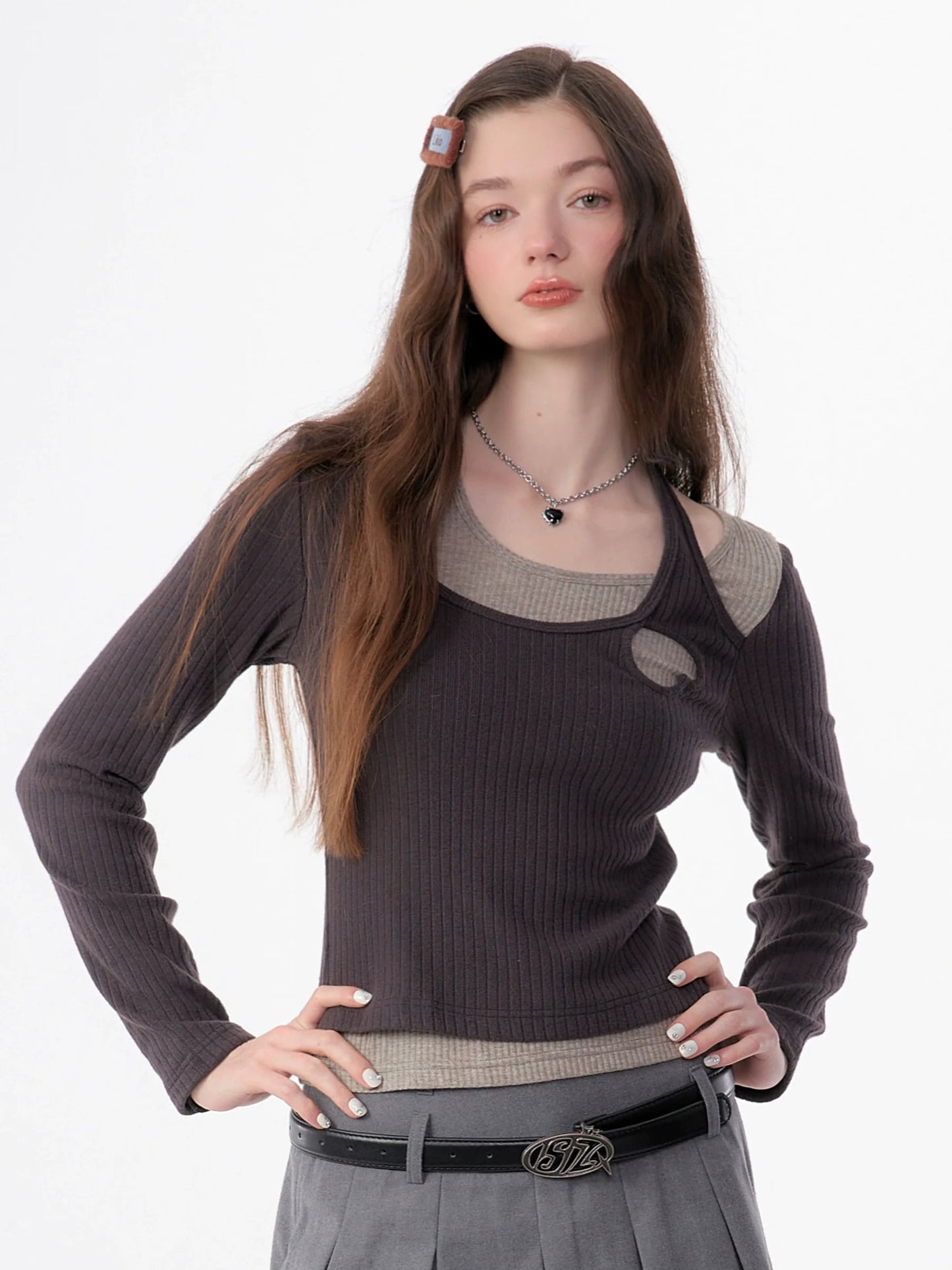 Halter Neck Long Sleeve Knit