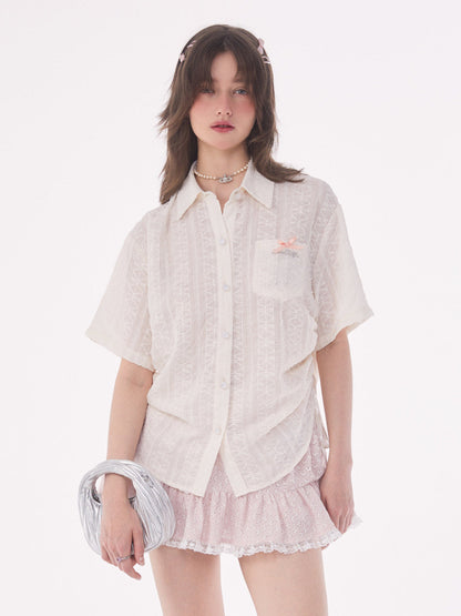 Retro Lace Short Sleeve Shirt