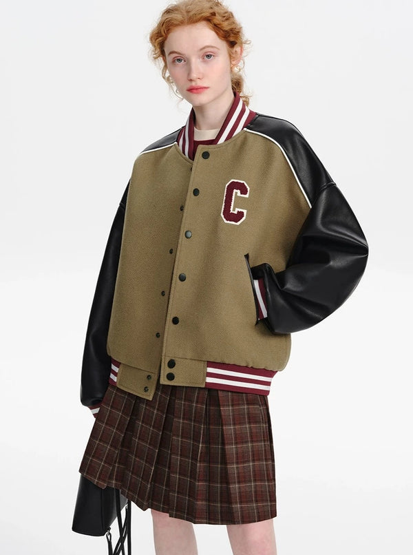 American PU stitched letter jacket
