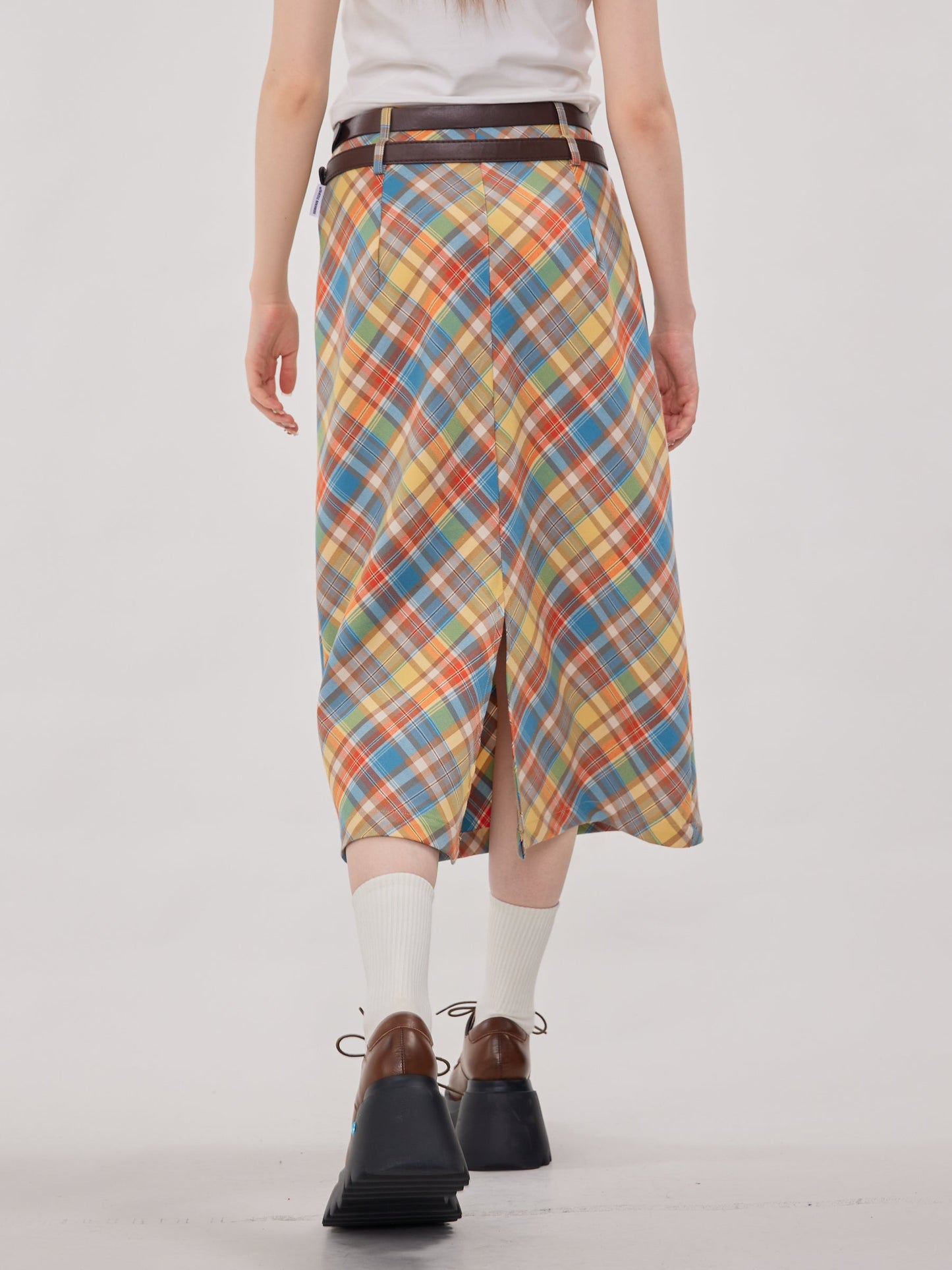 Retro Color Plaid Skirt