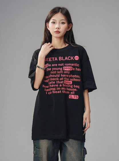 American High Street Slogan Black T-Shirt