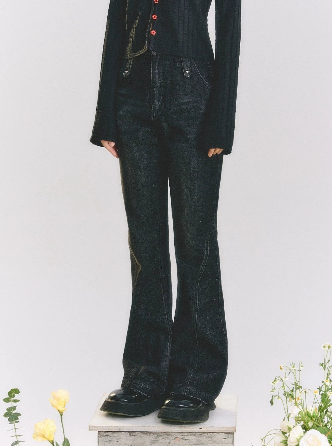 High Waist Straight Long Jeans Pants