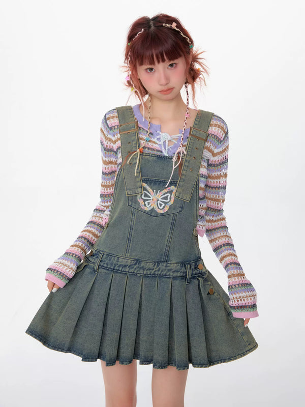 American Retro Design Sense Waist Butterfly Skirt