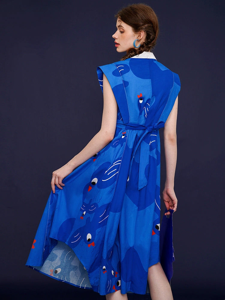 Blue Temperament Thin Cotton Dress