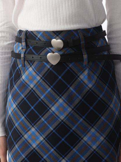 Blue Plaid Middle Skirt