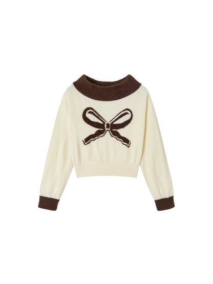 Strait Shoulder Design Sense Knitwear Sweater