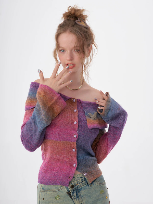 Big Color Flared Sleeve Knitted Tops