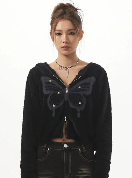 American Cropped Hooded Butterfly Jacket