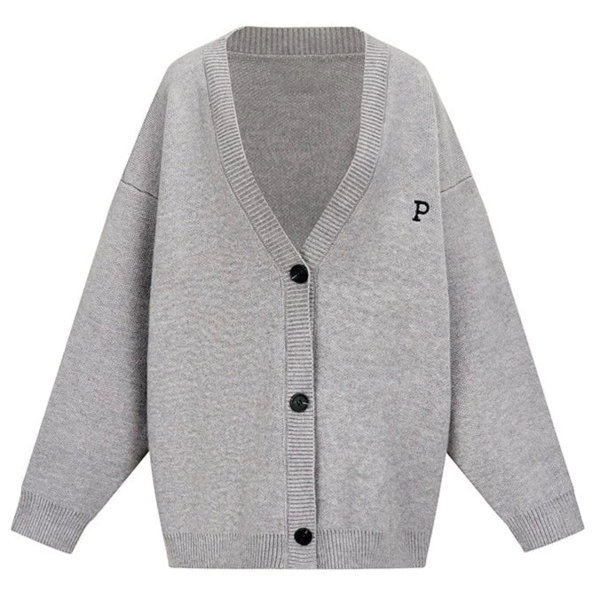 knitted cardigan V-neck jacket