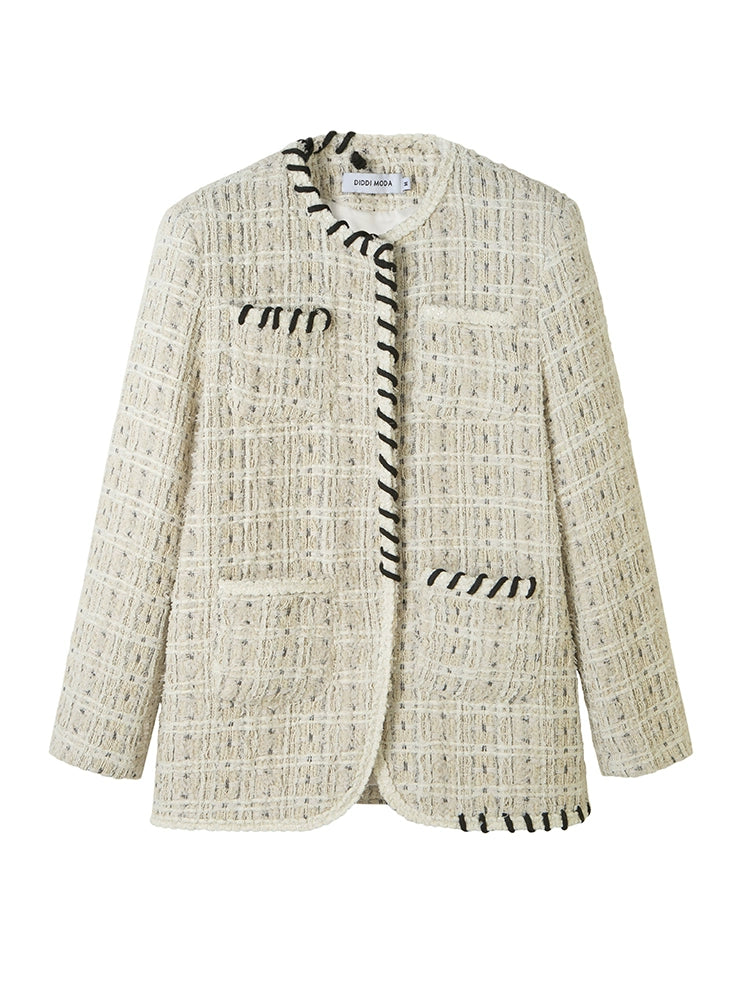 Tweed woven small fragrance knitted jacket