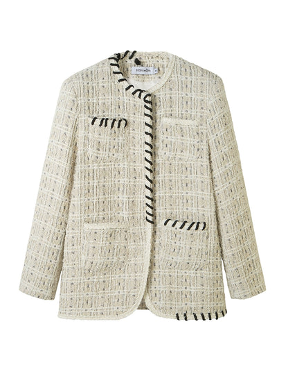 Tweed woven small fragrance knitted jacket