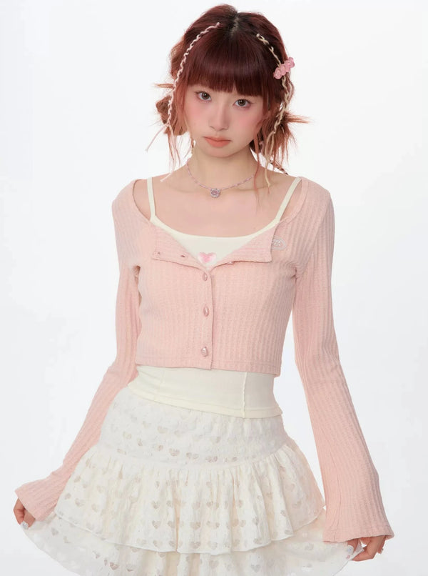 American Retro Short Square Neck Cardigan