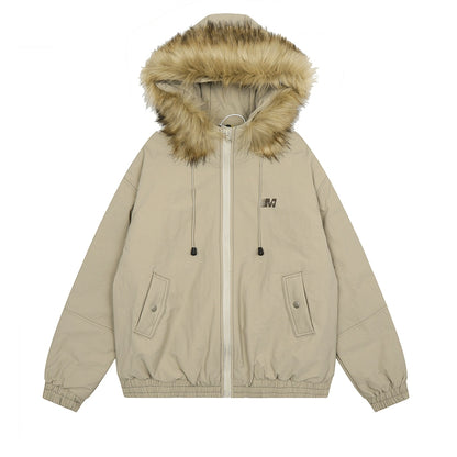 American retro hooded fleece jacket