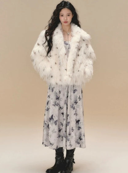 wool top long fur jacket