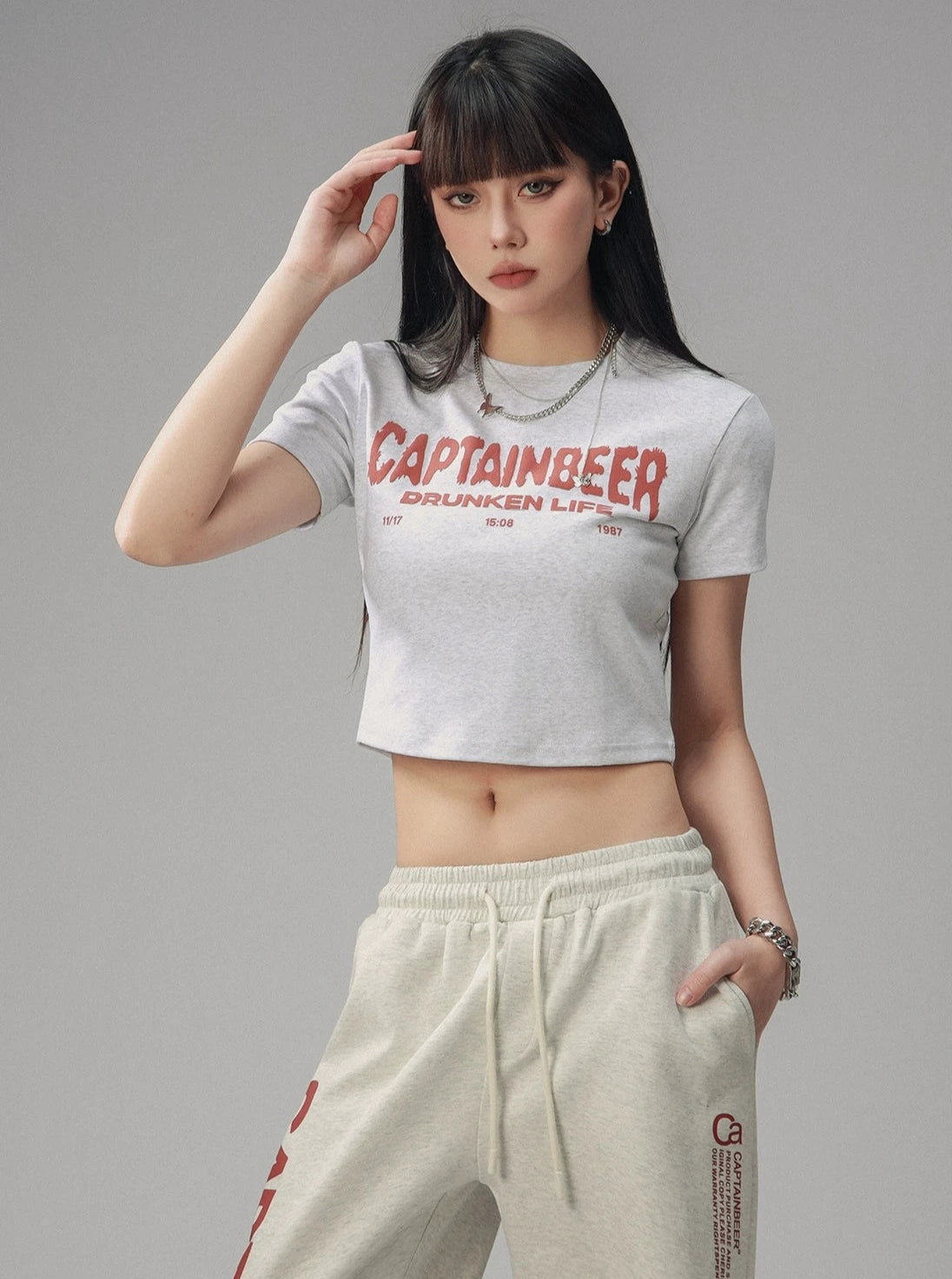 Waist Cropped Crew Neck T-Shirt