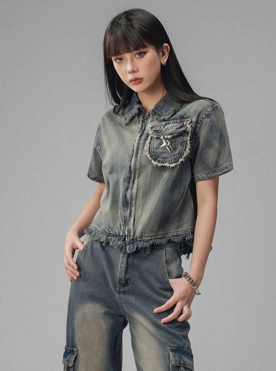 American Retro Short Denim Top