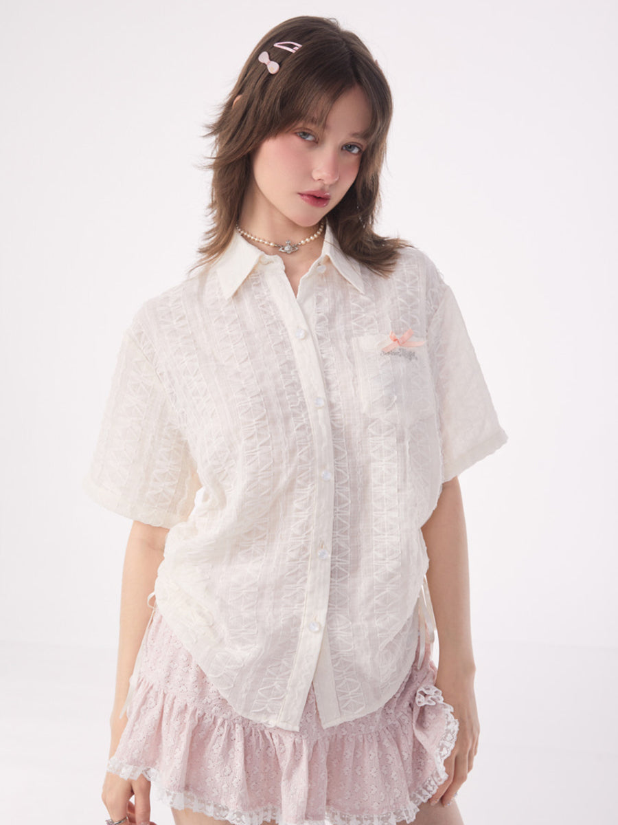 Retro Lace Short Sleeve Shirt